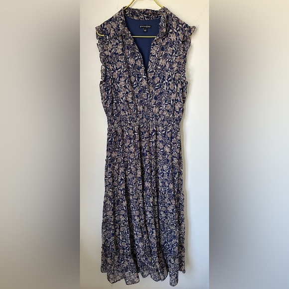 Sam & Jess Blue Floral Cottagecore Prairie Long Flowy Lined Maxi Dress Sz Large - Picture 1 of 9
